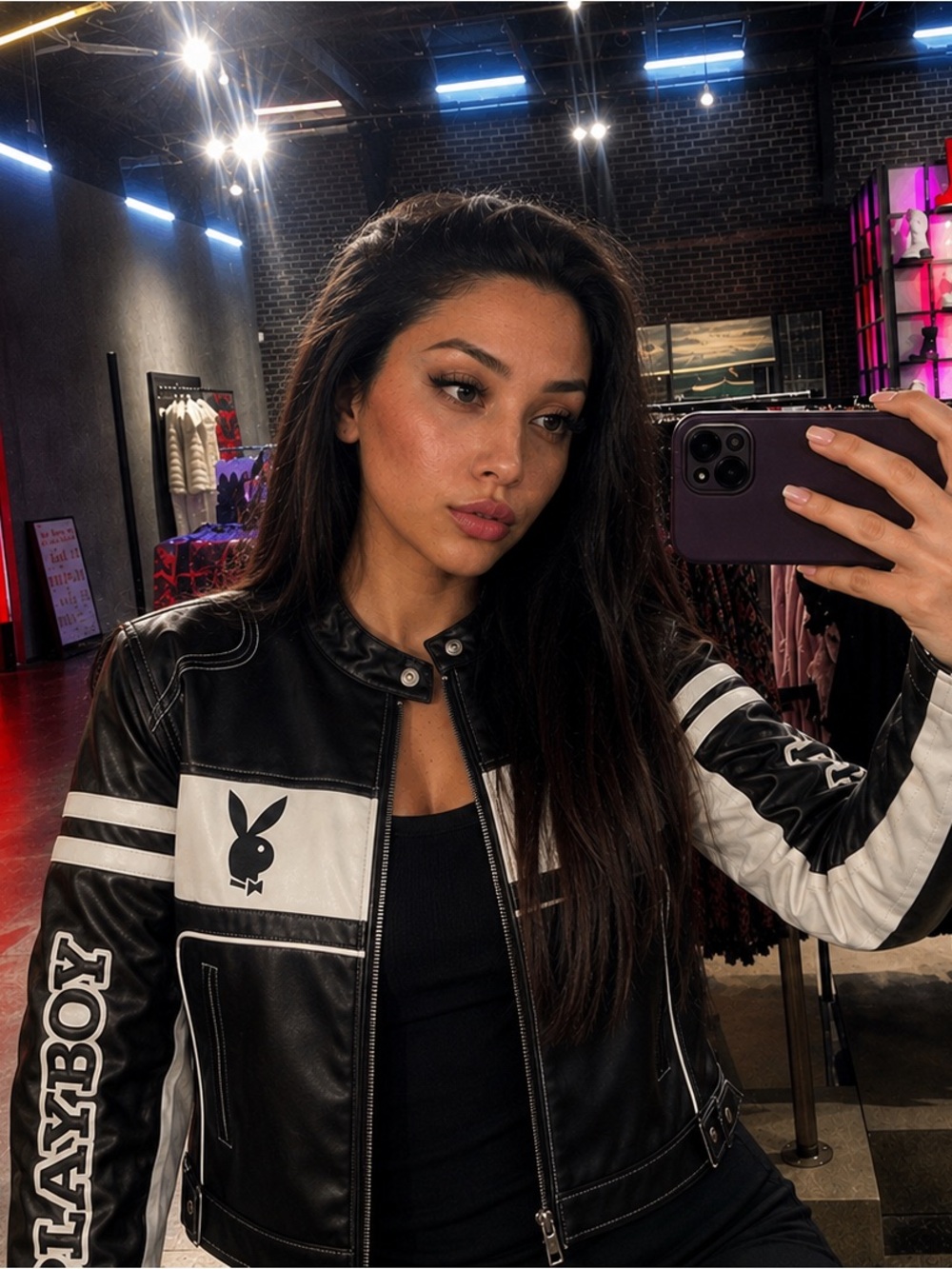 Playboy by DOLLS KILL Medium Moto Jacket faux leather